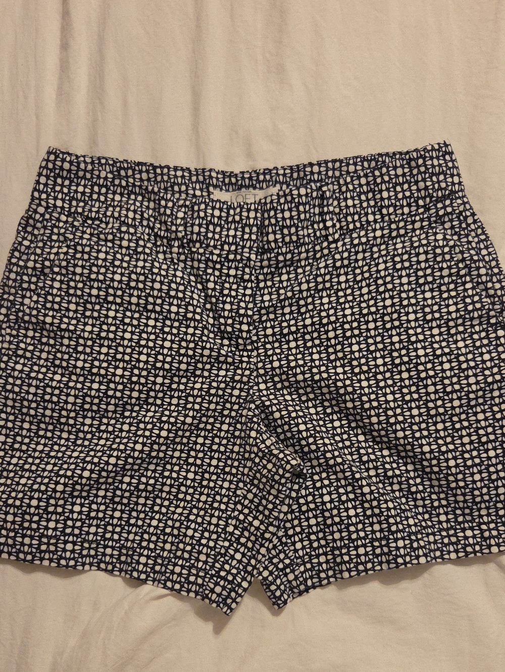 LOFT Black and White Geometric Print Bermuda Shorts